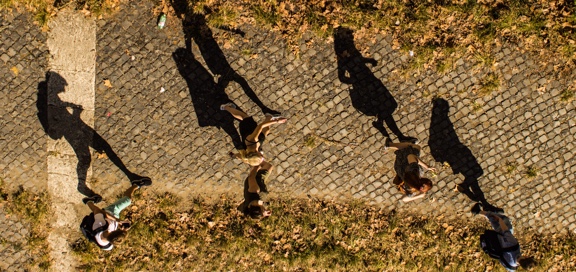 overhead view of sidewalk